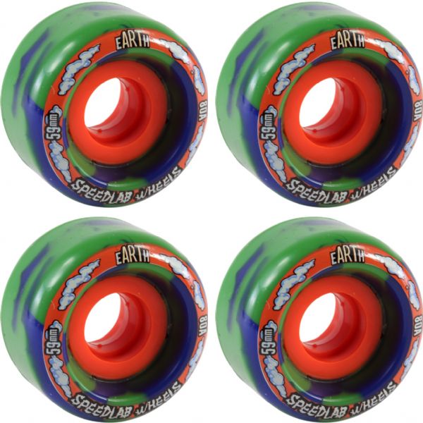 Speedlab Wheels Globes Blue / Green Swirl Skateboard Wheels - 59mm 80a (Set of 4)