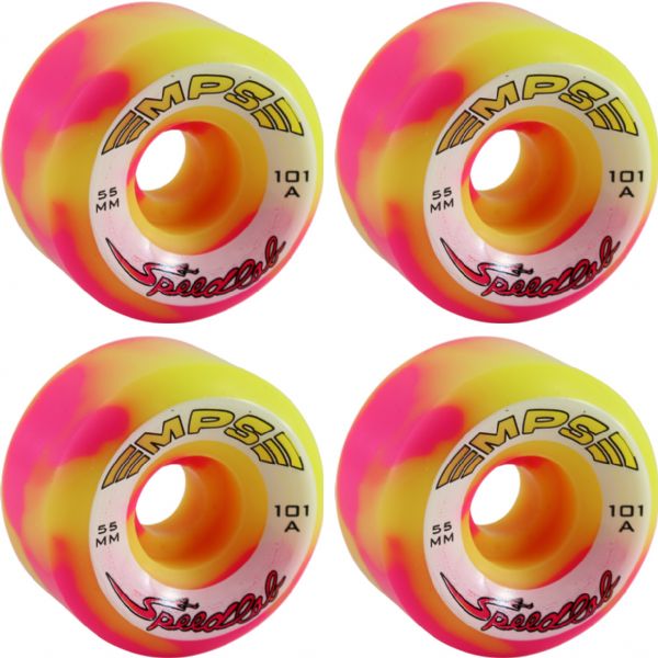 Speedlab Wheels MPS Pink / Yellow Swirl Skateboard Wheels - 55mm 101a (Set of 4)