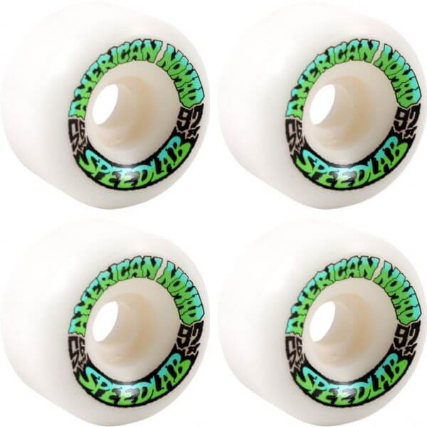 Speedlab Wheels Nomads White / Green Skateboard Wheels - 56mm 97a (Set of 4)