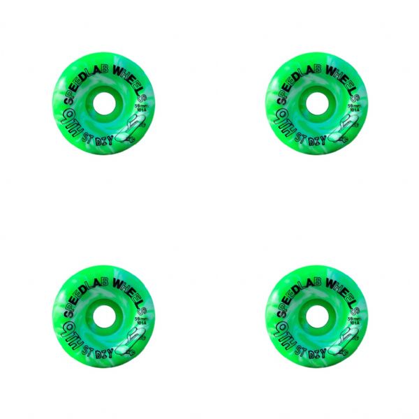 Speedlab Wheels 9th Street DIY Green / White Swirl Skateboard Wheels - 59mm 101a (Set of 4)