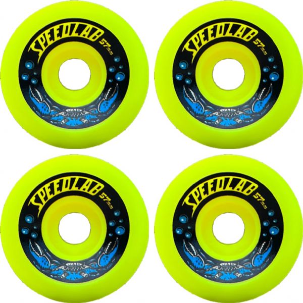 Speedlab Wheels Soft Shells Neon Yellow Skateboard Wheels - 57mm 95a (Set of 4)