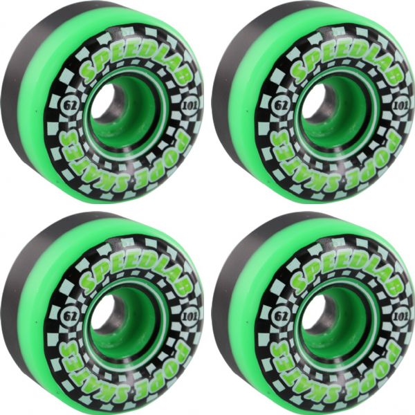 Speedlab Wheels Speedsters Black / Green Skateboard Wheels - 62mm 101a (Set of 4)