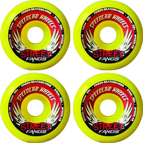 Speedlab Wheels Street Fangs 3.0 Yellow Skateboard Wheels - 54mm 99a (Set of 4)