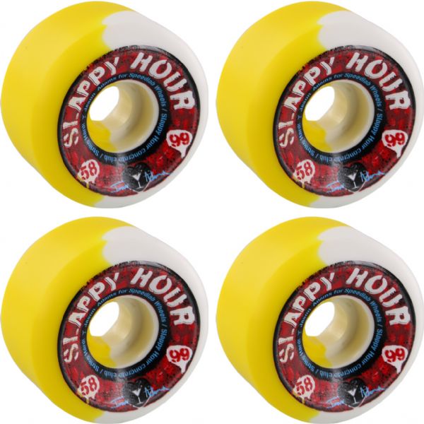 Speedlab Wheels Jason Adams Slappy Hour White / Yellow Swirl Skateboard Wheels - 58mm 99a (Set of 4)