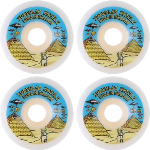 Speedlab Wheels Collin Graham Pro Model Pyramids White Skateboard Wheels - 58mm 100a (Set of 4)