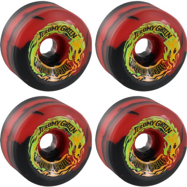 Speedlab Wheels Jeromy Green Pro Model Special Edition Red / Black Swirl Skateboard Wheels - 59mm 99a (Set of 4)