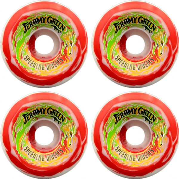 Speedlab Wheels Jeromy Green Pro Model Red / White Swirl Skateboard Wheels - 59mm 99a (Set of 4)