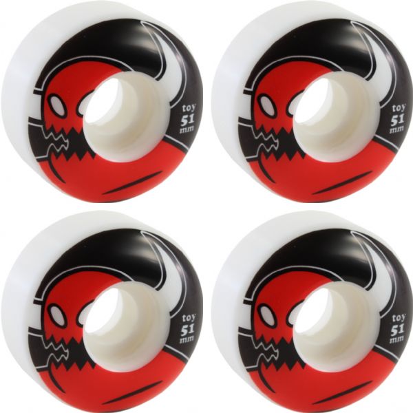 Toy Machine Skateboards Monster White / Black / Red Skateboard Wheels 51mm 99a (Set of 4