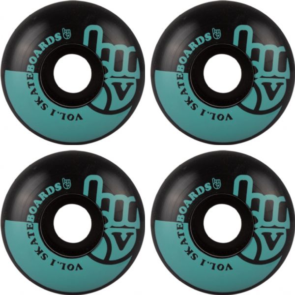 Vol. 1 Wheels No. 1 Black / Teal Skateboard Wheels - 50mm 99a (Set of 4)