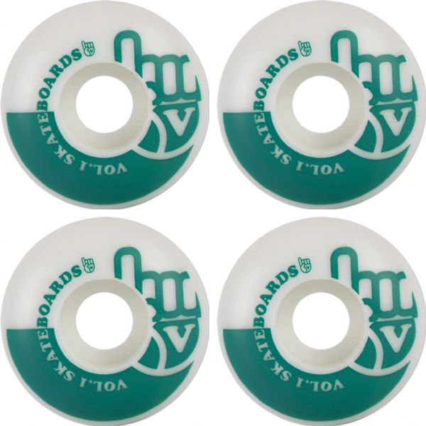 Vol. 1 Wheels No. 1 White / Teal Skateboard Wheels - 52mm 99a (Set of 4)
