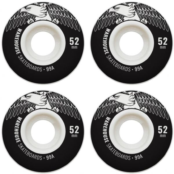 Warehouse Street Eagles Black Skateboard Wheels - 52mm 99a (Set of 4)