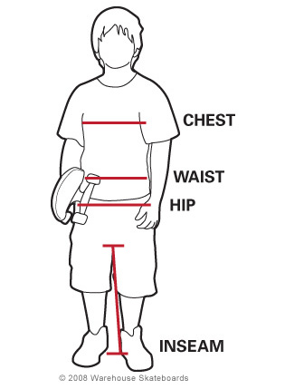 Youth Skateboard Clothing Sizing Chart